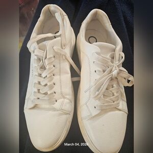 Calvin Klein Men's White Leather Lace-Up Sneakers Grissom2 - 8.5